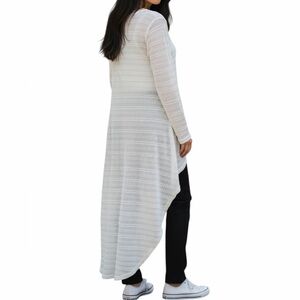 Shilla Creamy White Textured Knit Hi-Low Long Sleeve Top S